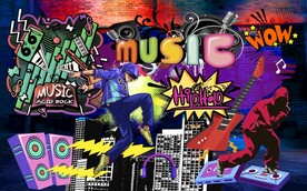 街头涂鸦餐饮酒吧背景墙图