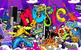 摇滚音乐酒吧餐厅背景墙图片