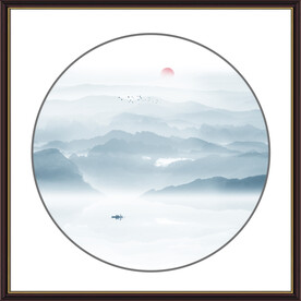 圆形水墨画