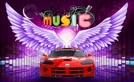 网红直播车翅膀背景墙图片