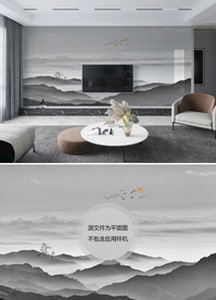 新中式山水背景墙