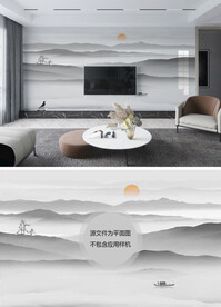 黑白山水背景墙