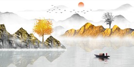 装饰画 山水画 树