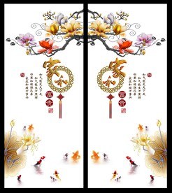 高清分层透明底推拉门打印图