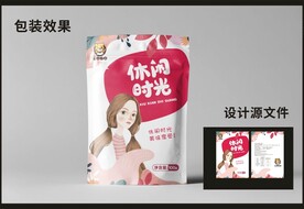 休闲零食包装效果图和平面图  