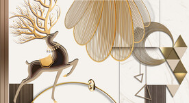 轻奢装饰画 几何图形 马