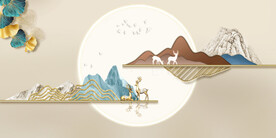 轻奢装饰画 光影立体画 麋鹿