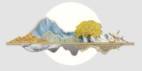 轻奢装饰画 光影立体画 麋鹿