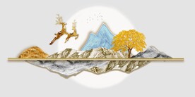 轻奢装饰画 光影立体画 麋鹿