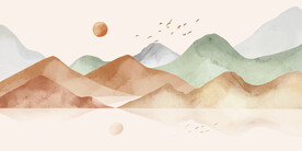 轻奢装饰画 水彩山水画 莫兰迪