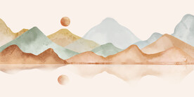 轻奢装饰画 水彩山水画 莫兰迪