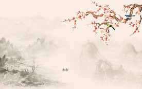 新中式花鸟工笔画背景墙