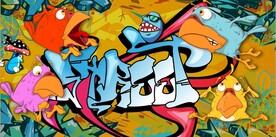 嘻哈小鸟街头涂鸦背景墙