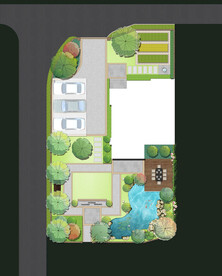 新中式别墅花园景观设计彩平图