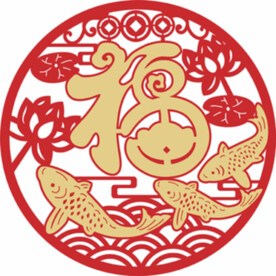 福字锦鲤贴