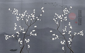 工笔画手绘背景墙