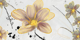 轻奢装饰画 三联画 黄色花朵