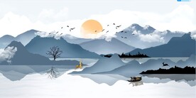 轻奢装饰画 水墨山水画