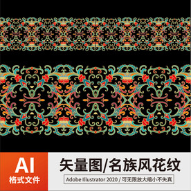 复古传统名族风花纹 