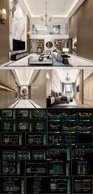 新中式家装CAD施工图 效果图