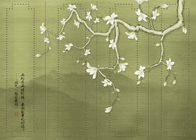 复古插画山水背景墙