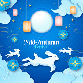 中秋节兔子月饼无字ai分层文件