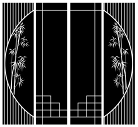 高清分层透明底白花推拉门打印图