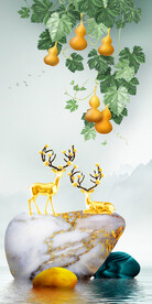 葫芦石来运转新中式玄关