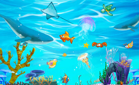 卡通海底世界背景墙