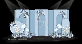 蓝色系婚礼背景