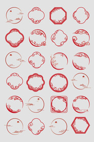 AI中式矢量古典装饰花纹边框