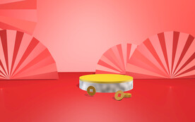 红色中国风展示台