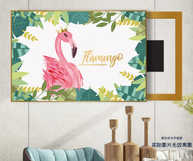 北欧简约树叶火烈鸟电表箱装饰画