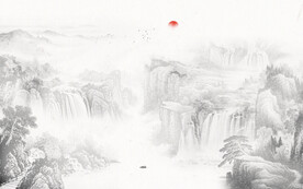 新中式水墨山水背景墙画