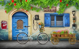 地中海田园风欧式建筑背景墙