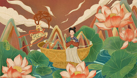 国潮文创仕女文物插画