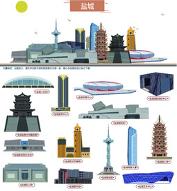 盐城地标建筑彩绘