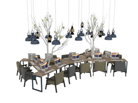 办公电脑桌3d模型