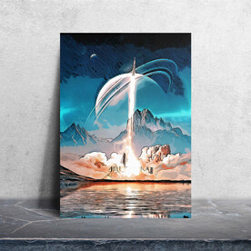 火箭发射艺术插画油画装饰画