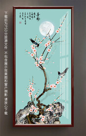 高清手绘梅花装饰画