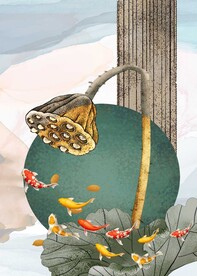 禅意莲蓬九鱼