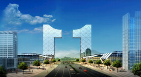 园区标志性建筑透视