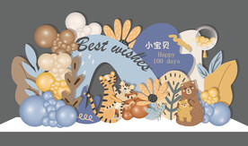 INS蓝色老虎宝宝宴森系动物