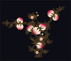 乾隆青花粉彩描金寿桃纹