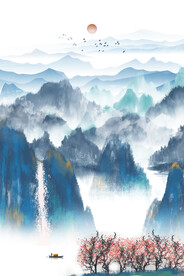 大气别墅现代意境山水画