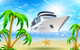 卡通沙滩海边背景墙