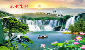 旭日东升山水画