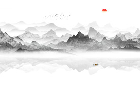 电视背景墙山水画