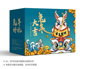 兔年Ai矢量国潮插画礼盒