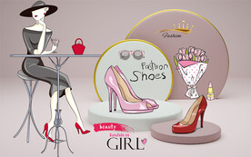 立体展示高跟鞋美女工装背景墙